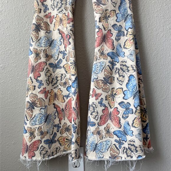 Free People We The Free Just Float On Flare Leg Jeans Butterfly Print - Picture 6 of 10